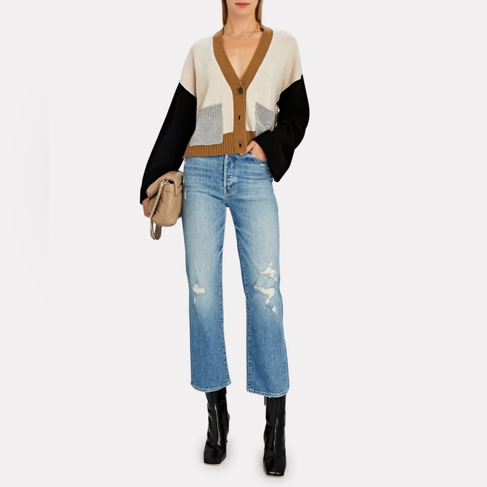 NWT $448 Frame Colorblock Cashmere Cardigan Sweater